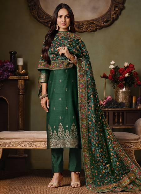 Green Colour Latest Exclusive Wear Jacquard silk with Swarovski work Salwar Suit Collection 4726